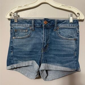 American Eagle Outfitters Blue Rolled Hem Denim Shorts